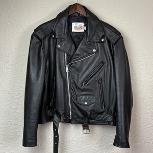 Vintage Excelled Black Leather Biker Jacket